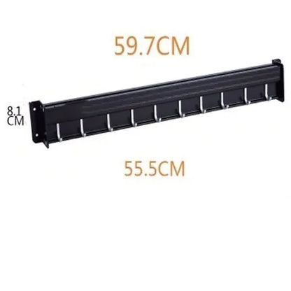 Wall-Mounted Black Aluminum Kitchen Knife Rack Storage