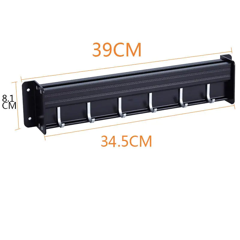 Wall-Mounted Black Aluminum Kitchen Knife Rack Storage