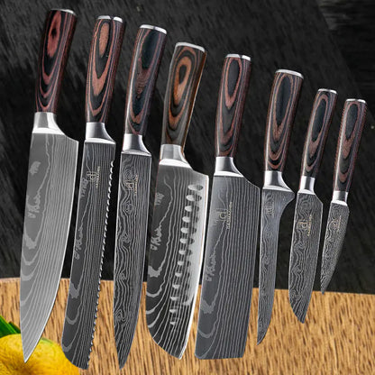 Damascus Style Kitchen Knife Set