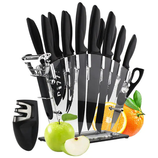 Stainless Steel Kitchen Knife Set with Scissors & Pizza Knife