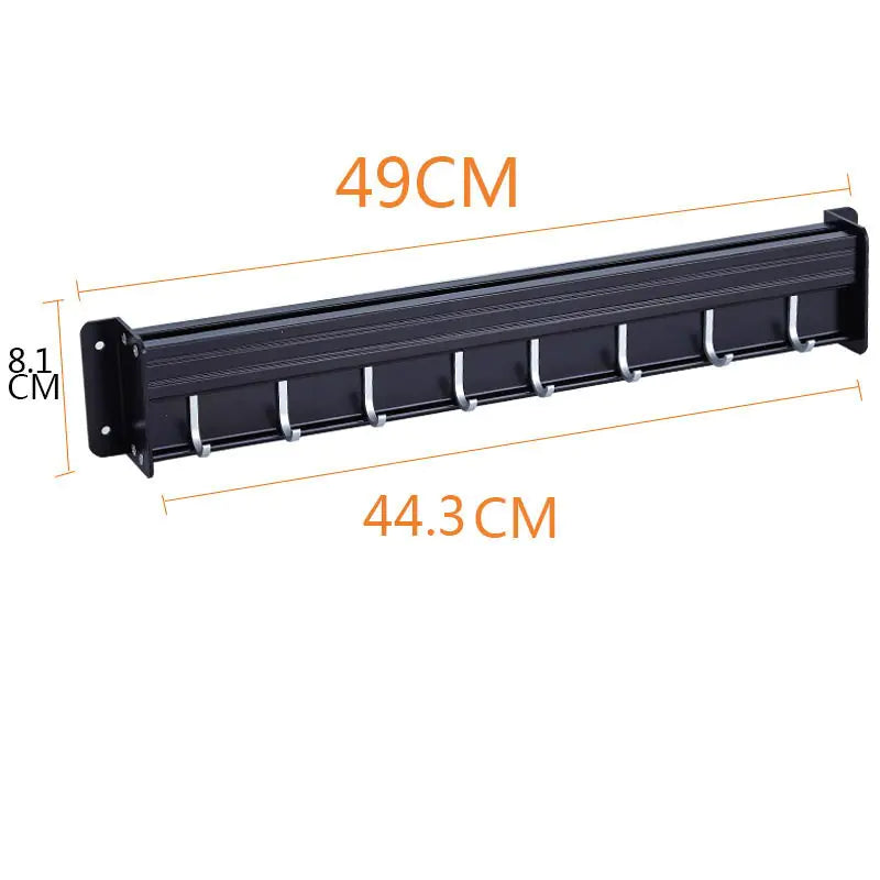 Wall-Mounted Black Aluminum Kitchen Knife Rack Storage