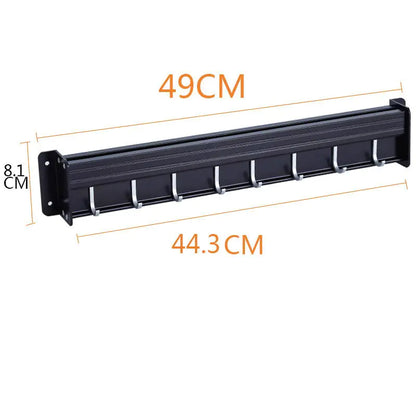 Wall-Mounted Black Aluminum Kitchen Knife Rack Storage