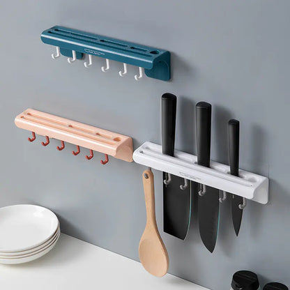Wall-Mounted Plastic Kitchen Knife Organizer Holder