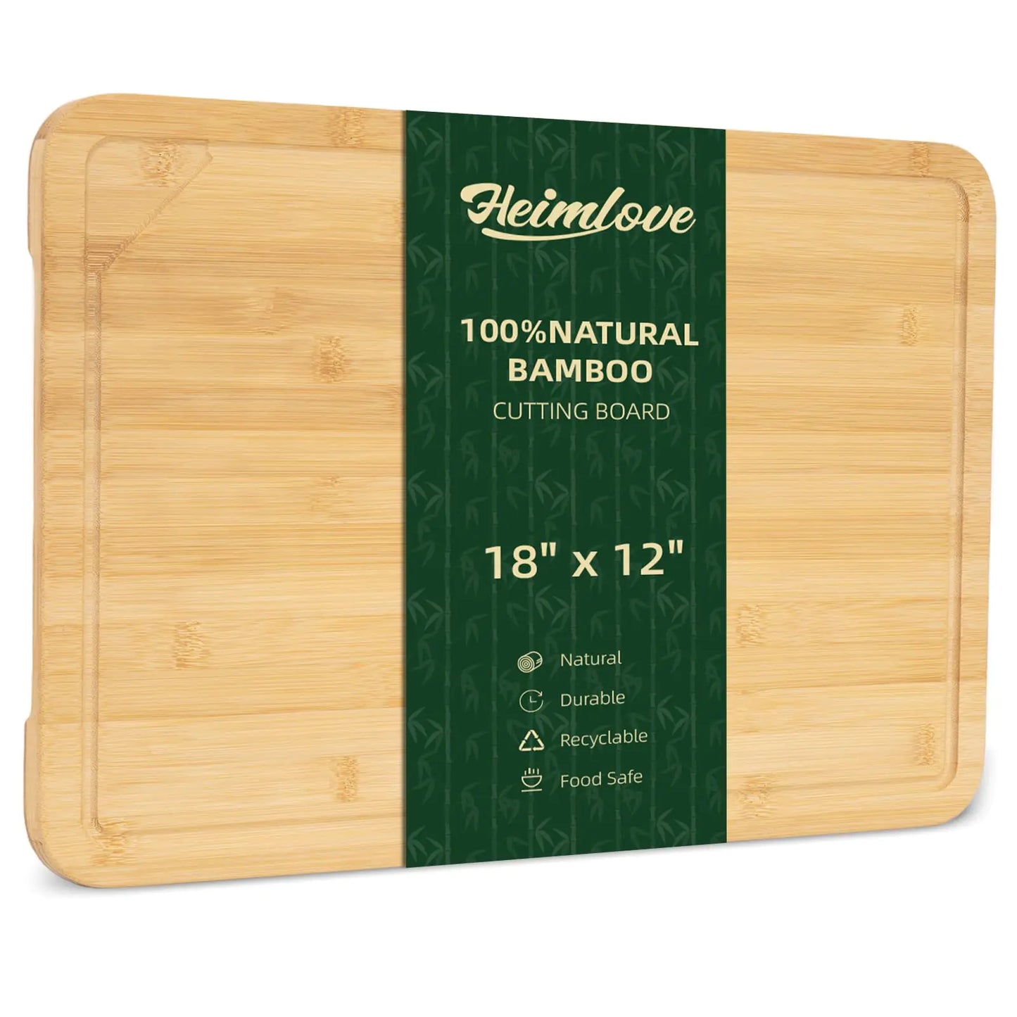 Extra Large Cutting Board 18" premium bamboo Wooden Cutting Boards for Kitchen Charcuterie Boards with Juice Groove and Handles Chopping Board for Meat Vegetables and Cheese