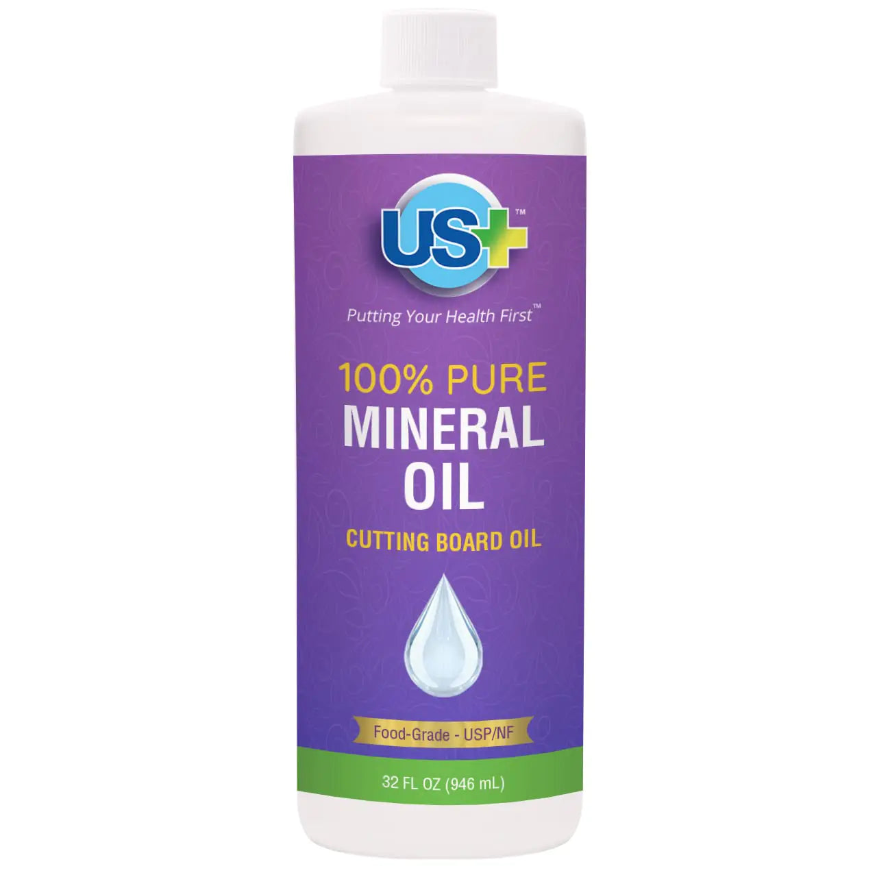 US+ 32oz 100% Pure Mineral Oil - Cutting Board Oil - Food-Grade - USP - Restores & Protects Cutting Boards Butcher Blocks Countertops Steel Surfaces & More