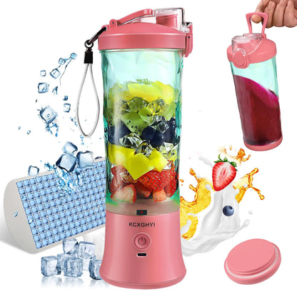 Portable Blender Personal Size Blender for Smoothies Freshly Squeezed Juices Milkshakes and Baby food Mini Blender 20 oz BPA Free Suitable for Outdoor Sports Family Travel. (pink)