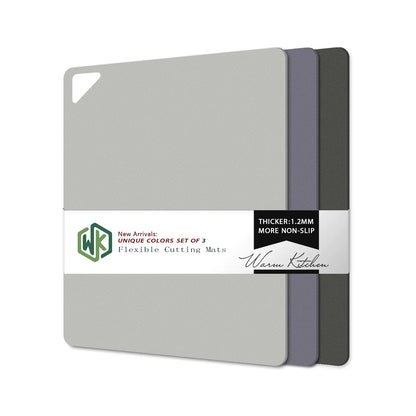 WK Flexible Plastic Cutting Boards for Kitchen Cutting Board Mats Set of 3 Nonslip Cutting Board for Meat Thin Cutting Sheets with Hole Dishwasher Safe BPA Free