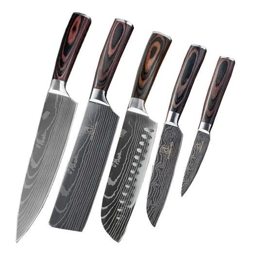 Damascus Style Kitchen Knife Set
