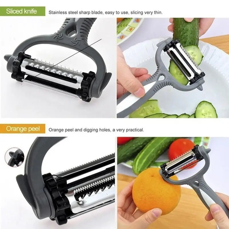 3-in-1 Rotary Fruit and Vegetable Peeler and Slicer