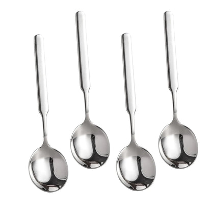 IMEEA Big Soup Spoons 7.75-Inch Round Soup Spoons Large Scoop Heavy Duty 316 Stainless Steel Soup Spoons with Long Handle Set of 4