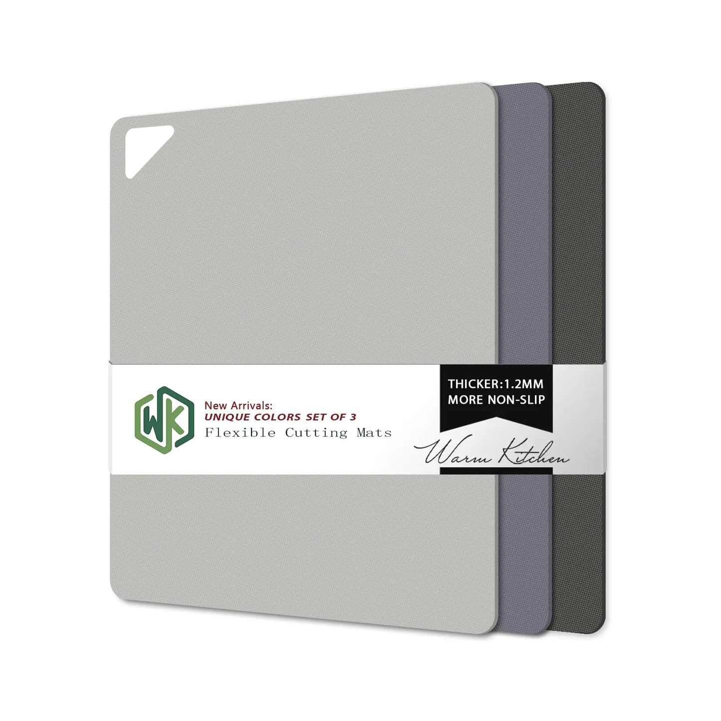 WK Flexible Plastic Cutting Boards for Kitchen Cutting Board Mats Set of 3 Nonslip Cutting Board for Meat Thin Cutting Sheets with Hole Dishwasher Safe BPA Free