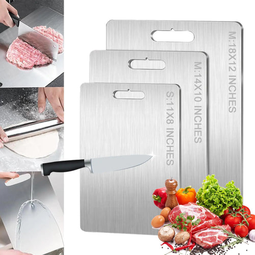 Titanium Cutting Board Titanium Cutting Board for Kitchen304 Stainless Steel Food Grade Cutting Boards for Meat Fruit & Vegetable (11.4 * 7.8inch)