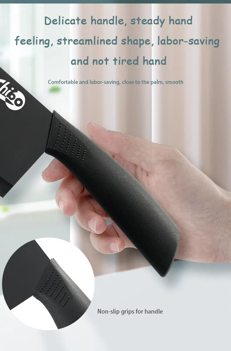 3pcs Black Blade Kitchen Knife Set for Cooking