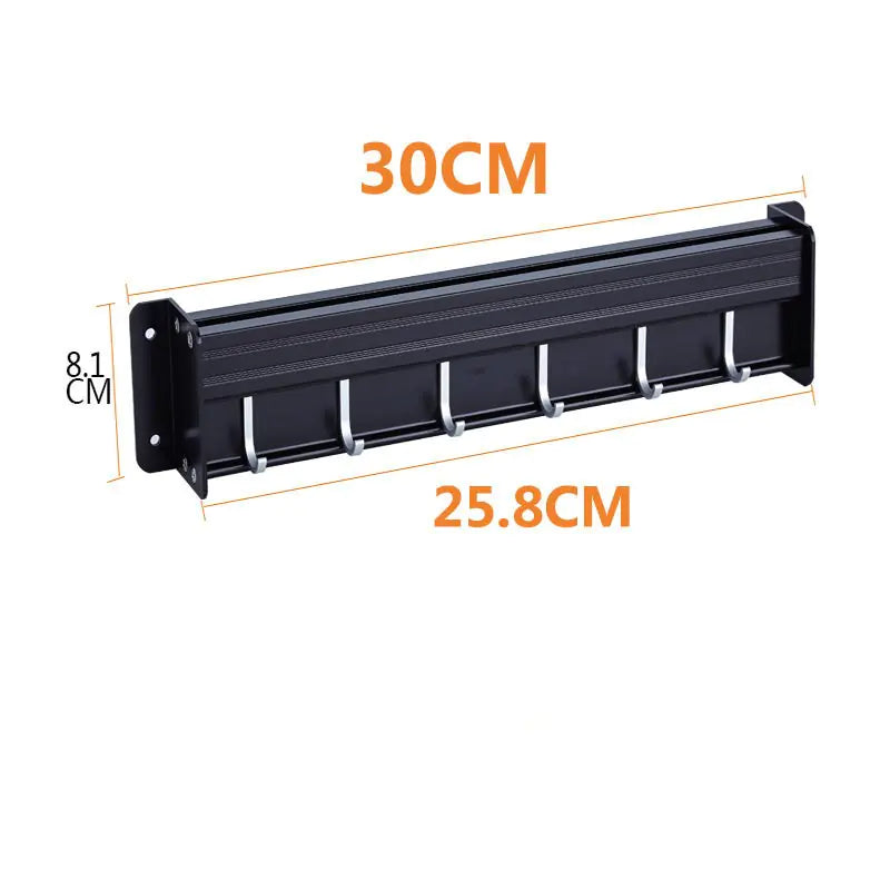 Wall-Mounted Black Aluminum Kitchen Knife Rack Storage