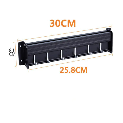 Wall-Mounted Black Aluminum Kitchen Knife Rack Storage