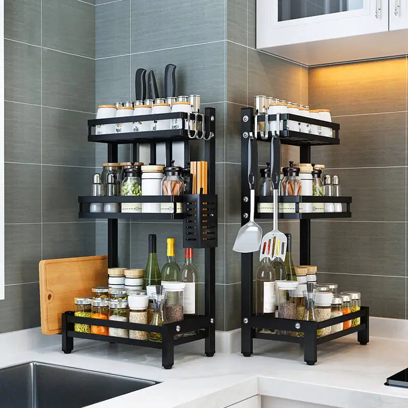 Stainless Steel Black Wall-Mounted Kitchen Knife Shelf